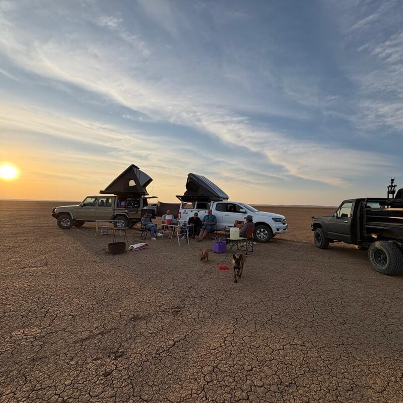Campers at sunset 